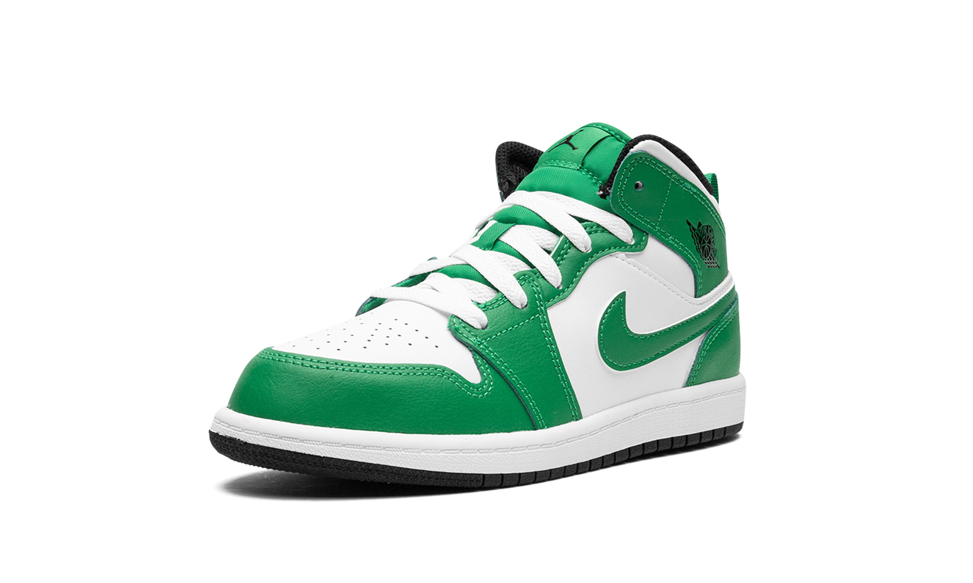 jordan 1 mid lucky green ps+DQ8424-301+left diagnol single view