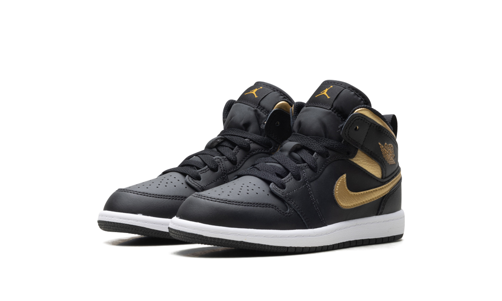 jordan 1 mid metallic gold black ps+DQ8424-071+diagnol left view
