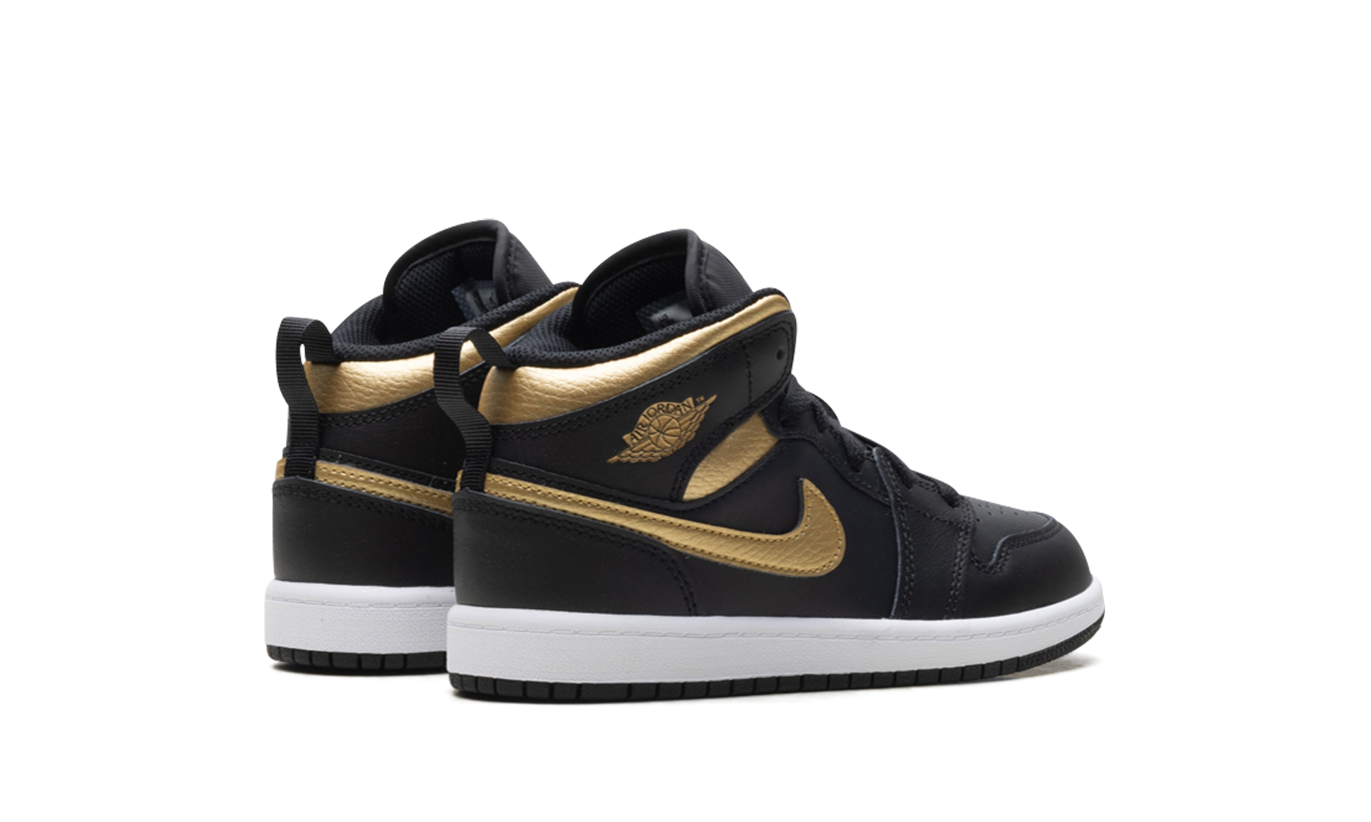 jordan 1 mid metallic gold black ps+DQ8424-071+diagnol right behind view