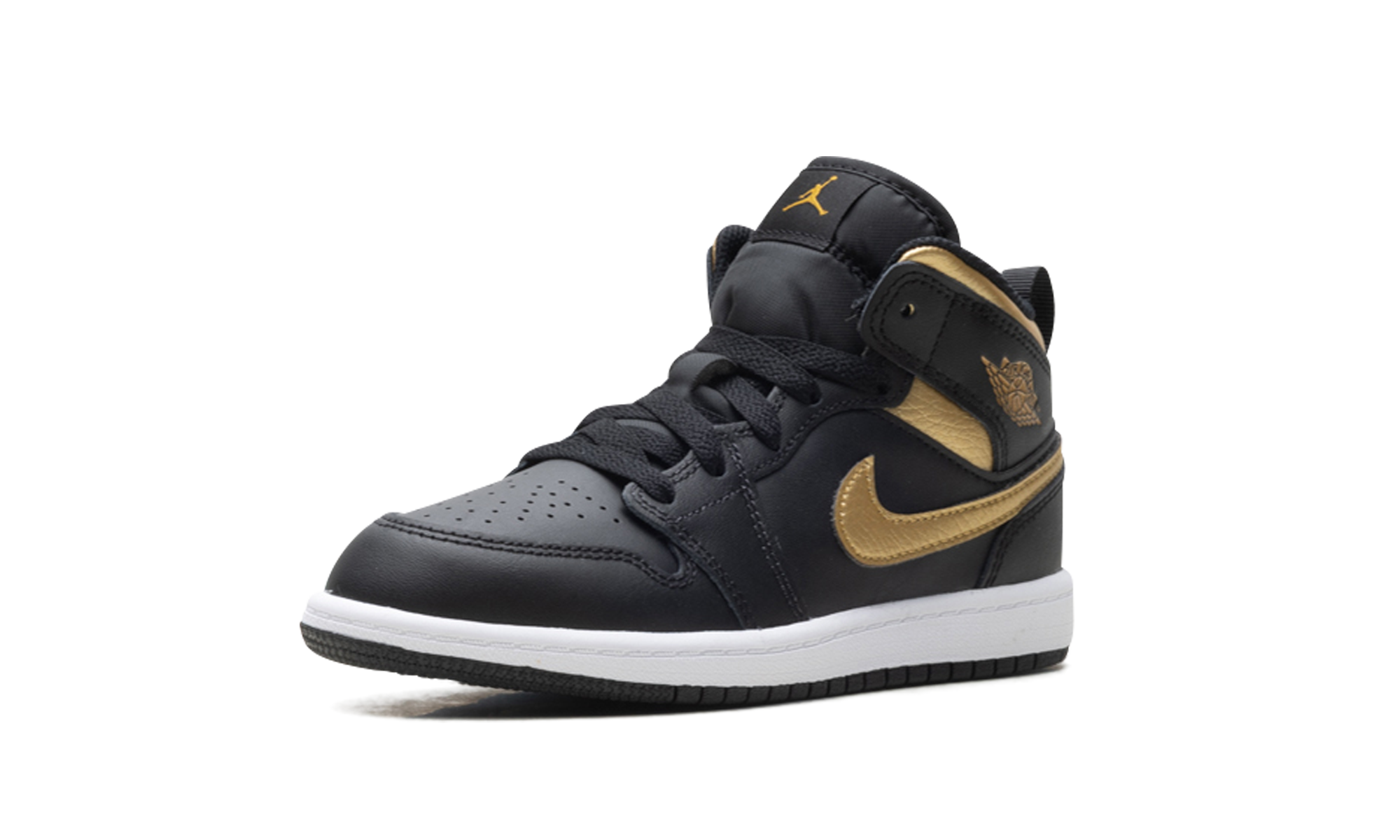jordan 1 mid metallic gold black ps+DQ8424-071+left diagnol single view