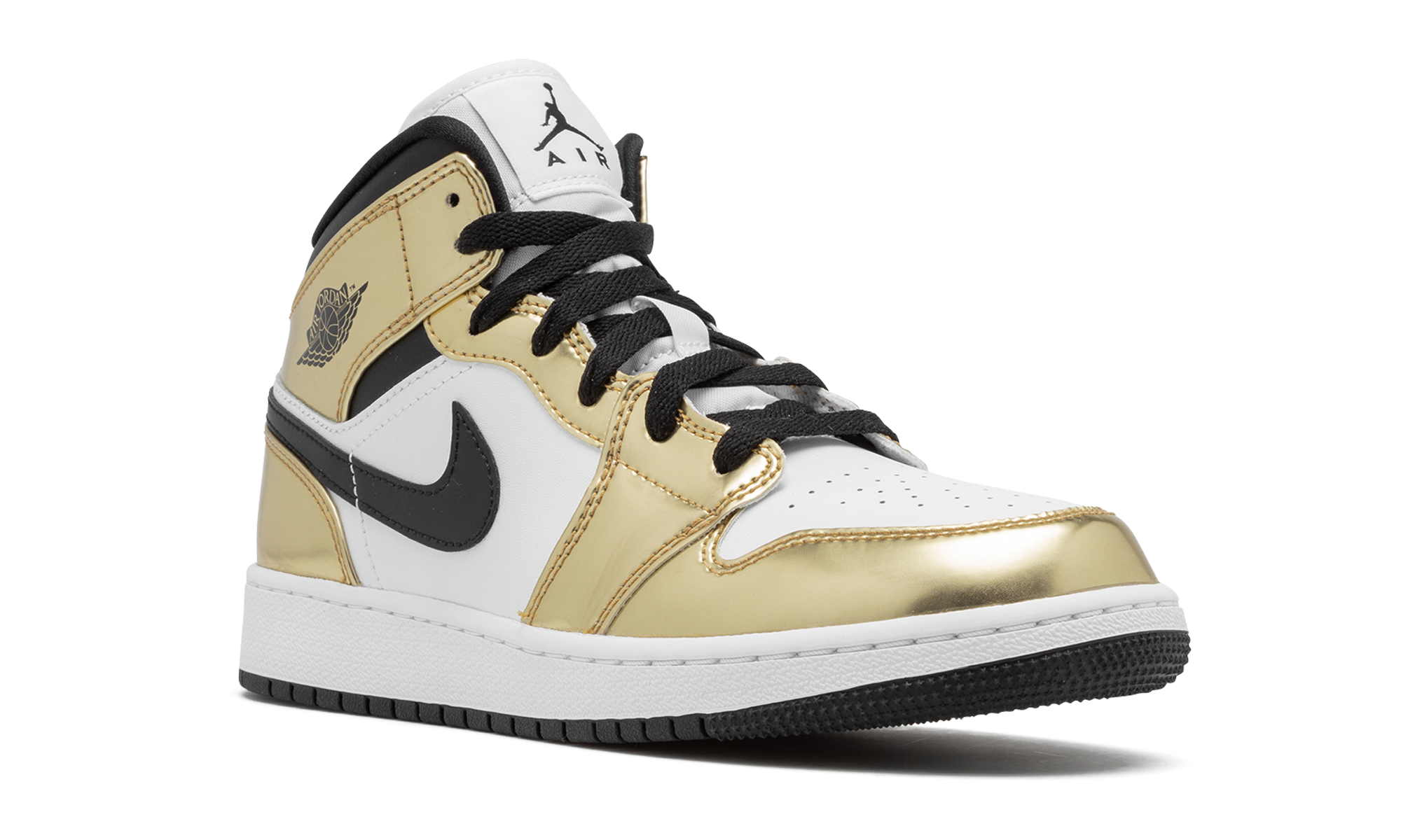 jordan 1 mid metallic gold black white gs+DC1420-700+diagnol right view