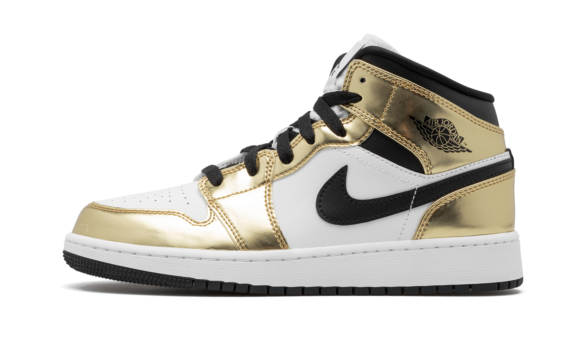 jordan 1 mid metallic gold black white gs+DC1420-700+diagnol right view 1