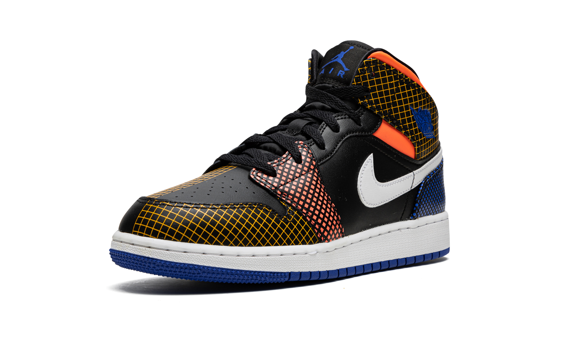 jordan 1 mid mmd multi color grid gs+DC4092-001+left diagnol single view