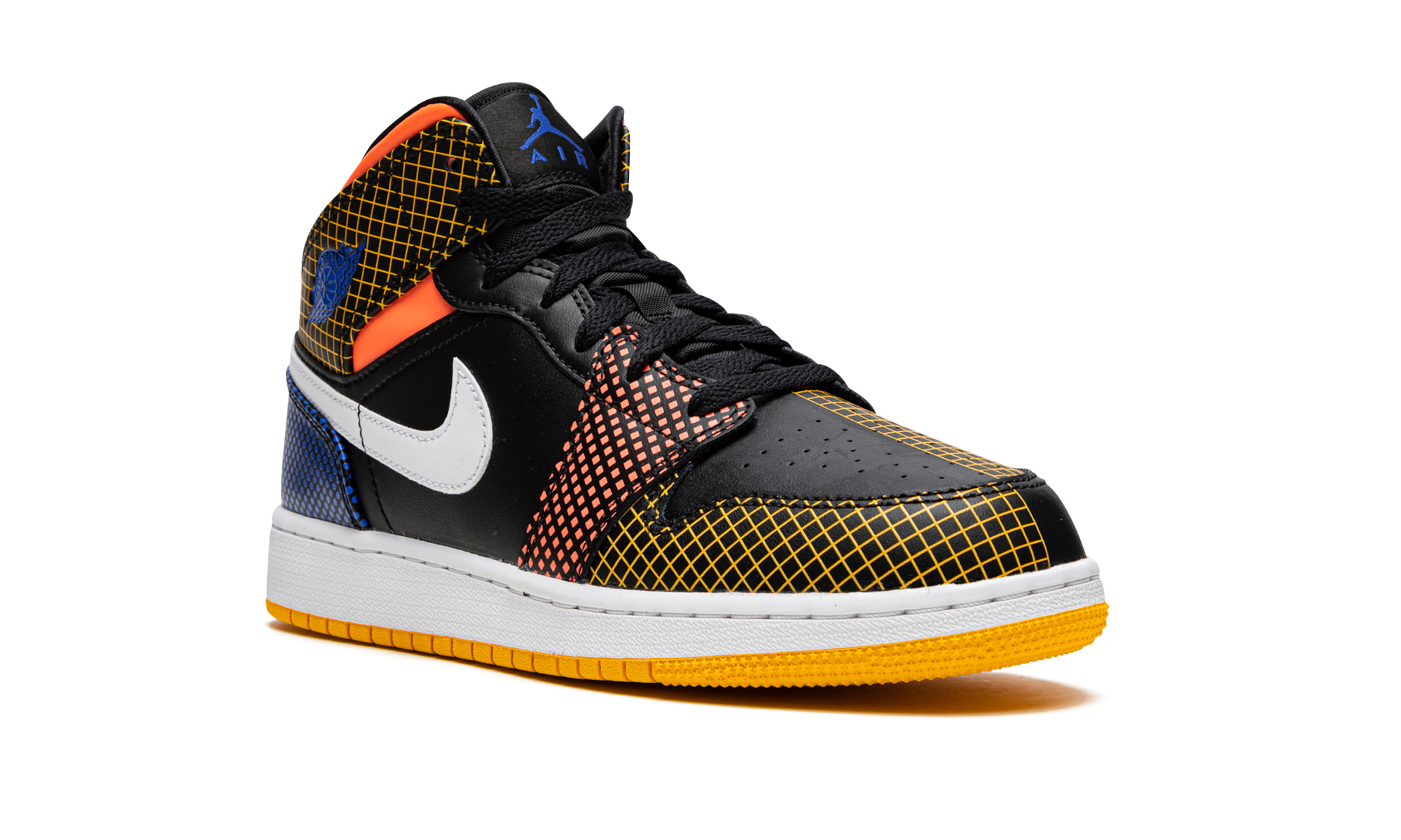 jordan 1 mid mmd multi color grid gs+DC4092-001+diagnol right view