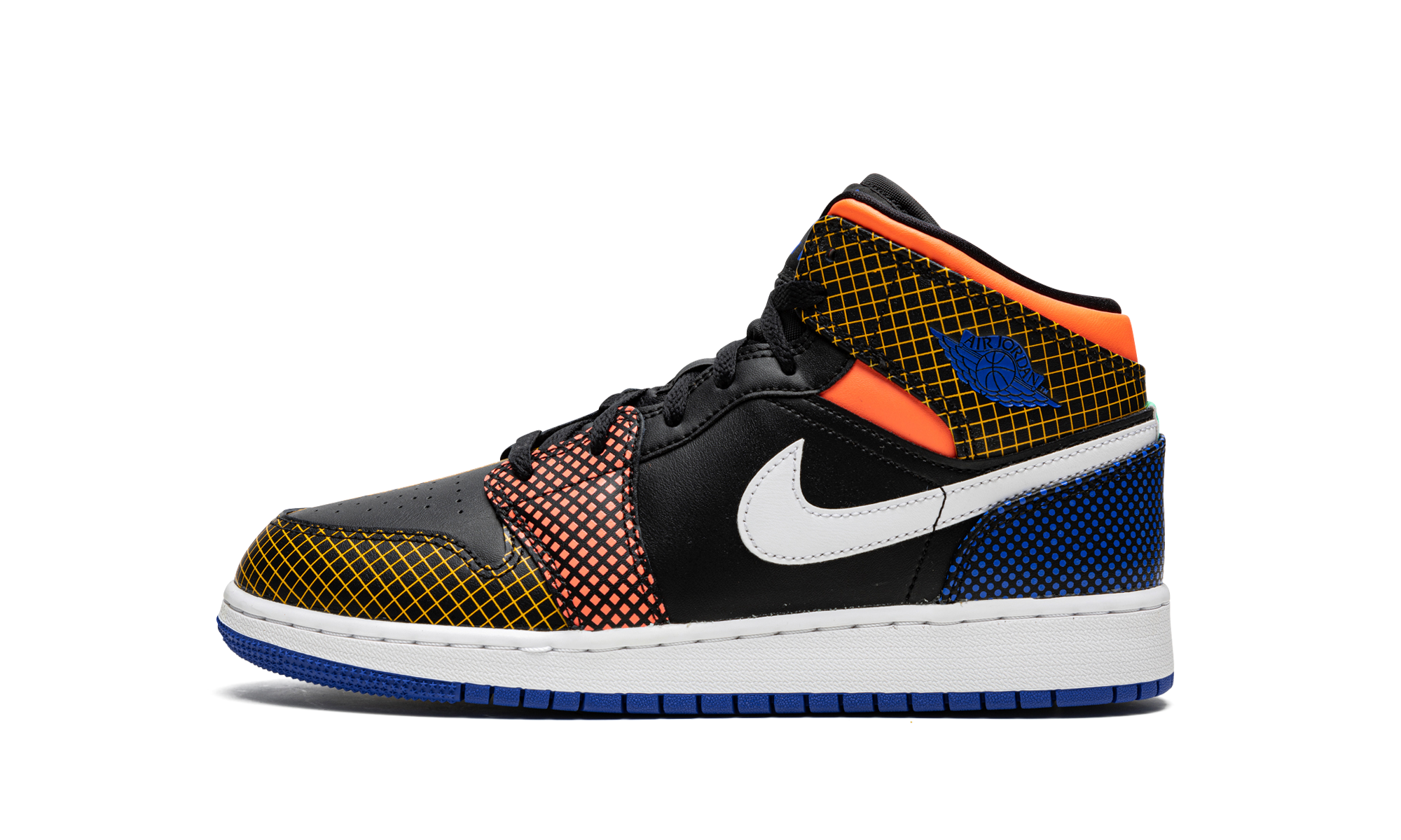 jordan 1 mid mmd multi color grid gs+DC4092-001+diagnol right view 1