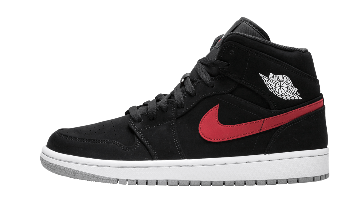 jordan 1 mid multi color swoosh black+554724-065+diagnol left view