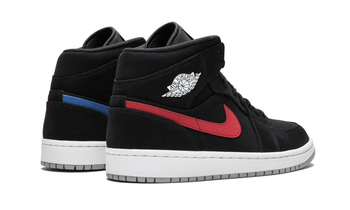 jordan 1 mid multi color swoosh black+554724-065+left diagnol single view