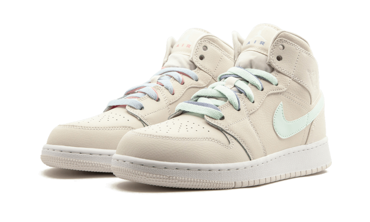 jordan 1 mid multi color swoosh phantom gs+555112-035+diagnol left view