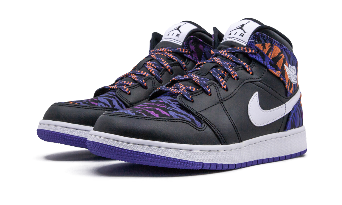 jordan 1 mid multi color tiger stripe gs+AV5174-005+diagnol left view