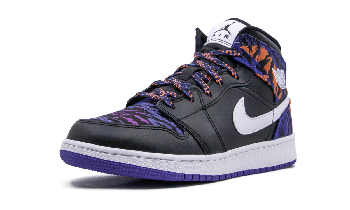 jordan 1 mid multi color tiger stripe gs+AV5174-005+left diagnol single view