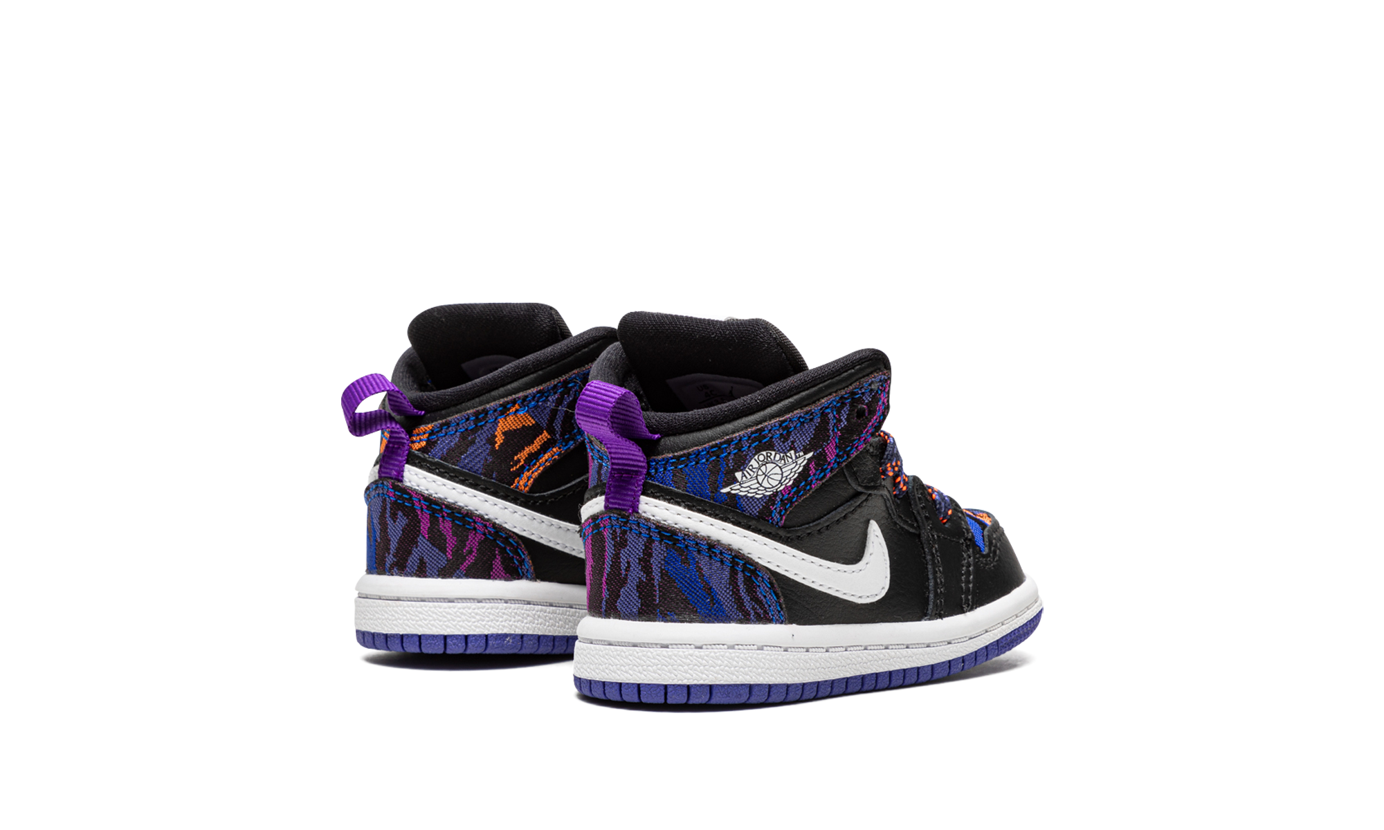 jordan 1 mid multi color tiger stripe td+AV5172-005+diagnol right behind view