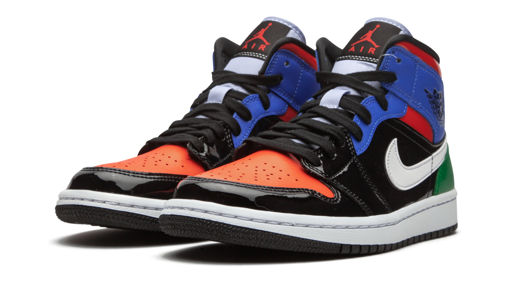 jordan 1 mid multi patent women s+CV5276-001+diagnol left view