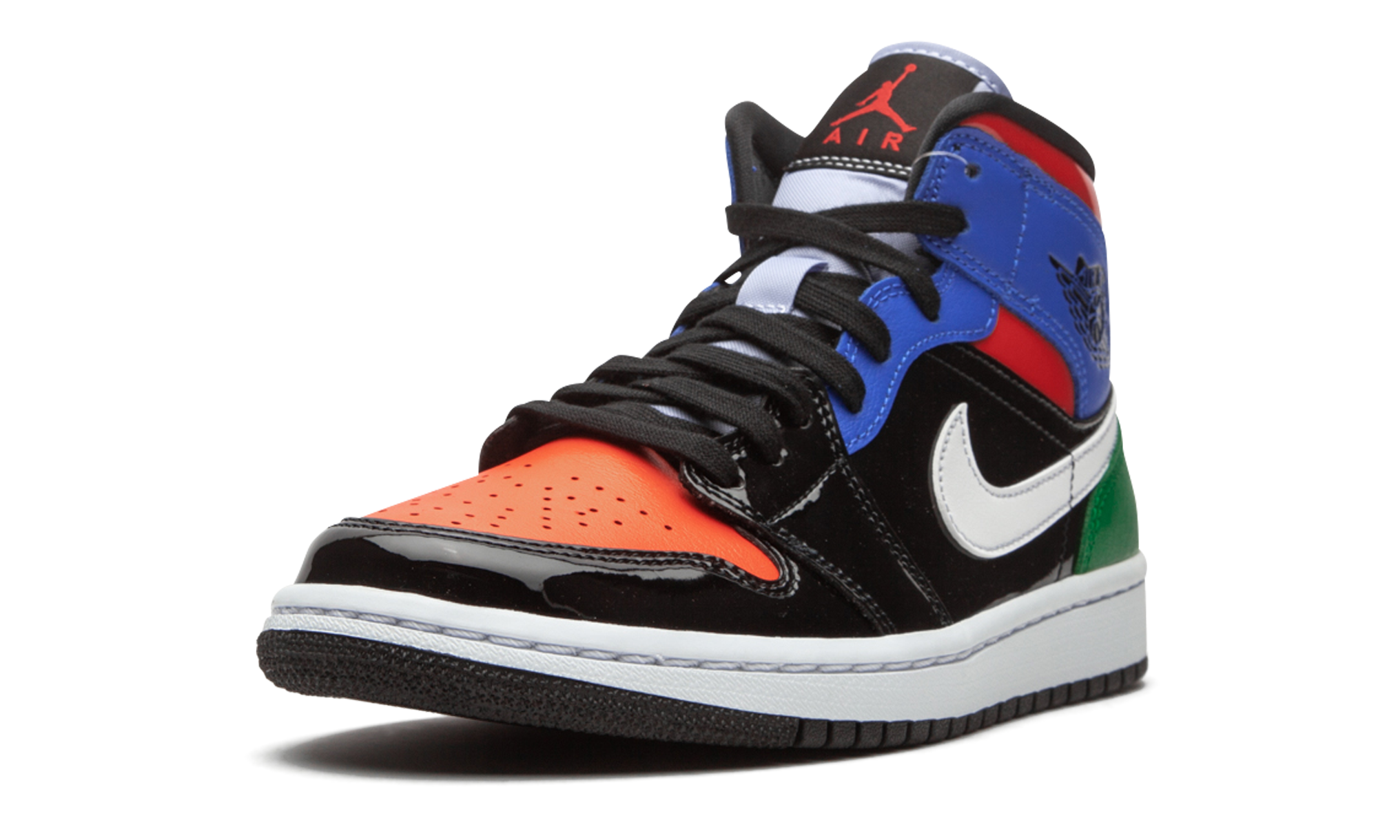 jordan 1 mid multi patent women s+CV5276-001+left diagnol single view