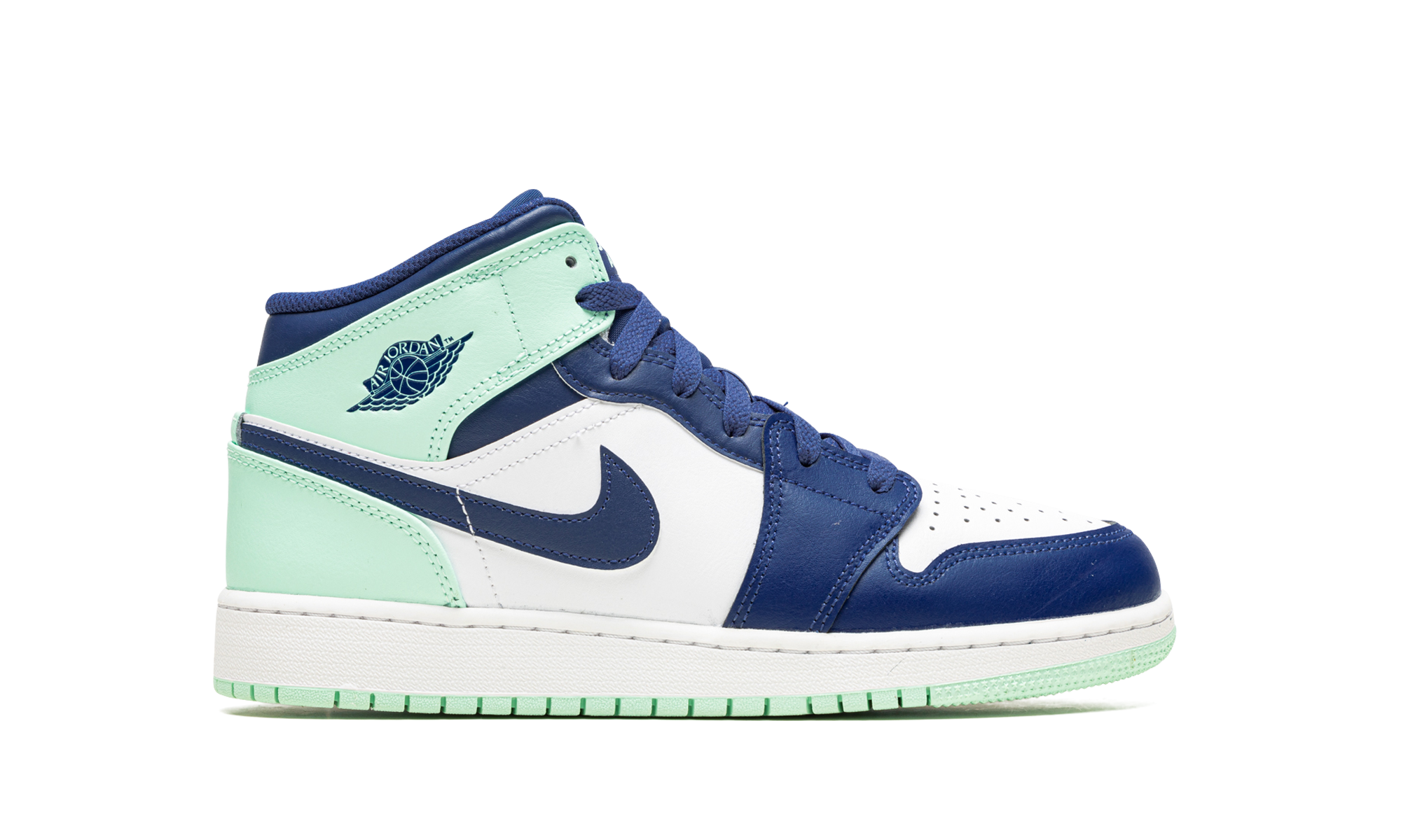 jordan 1 mid mystic navy mint foam gs+554725-413+right view