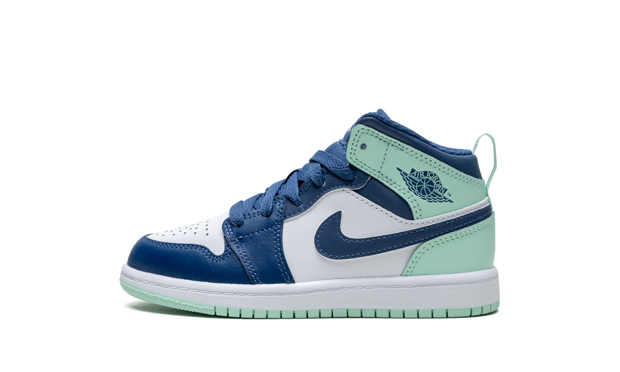 jordan 1 mid mystic navy mint foam ps+640734-413+diagnol right view 1