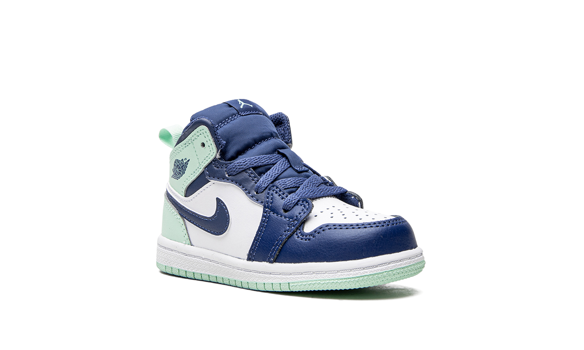 jordan 1 mid mystic navy mint foam td+640735-413+diagnol right view