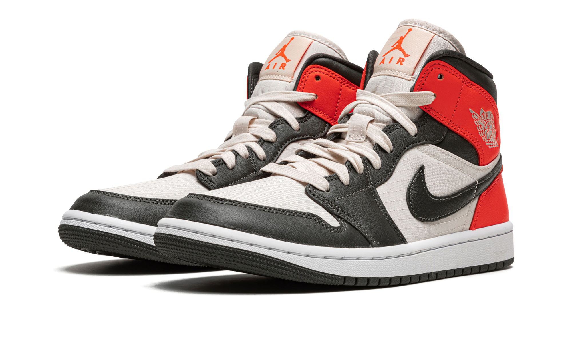 jordan 1 mid newsprint light orewood brown women s+DQ6078-100+diagnol left view