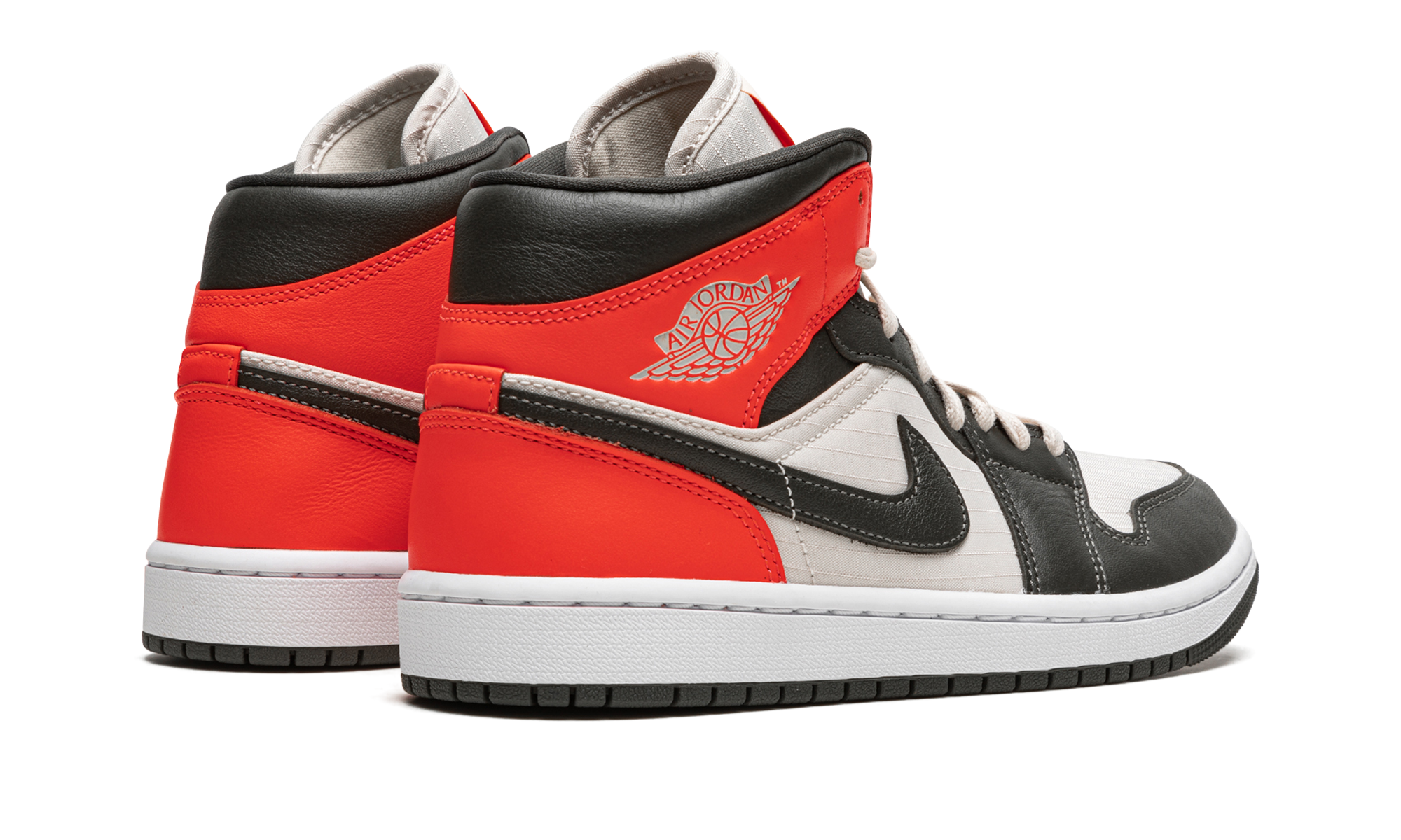 jordan 1 mid newsprint light orewood brown women s+DQ6078-100+diagnol right behind view