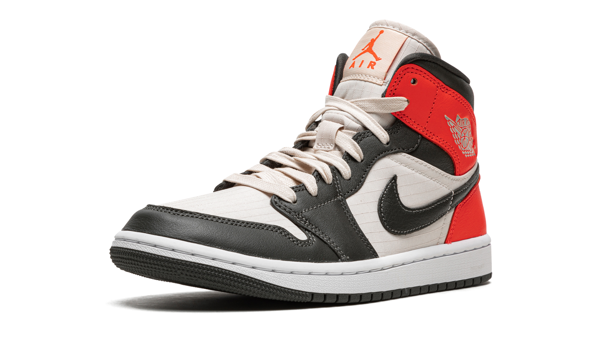 jordan 1 mid newsprint light orewood brown women s+DQ6078-100+left diagnol single view