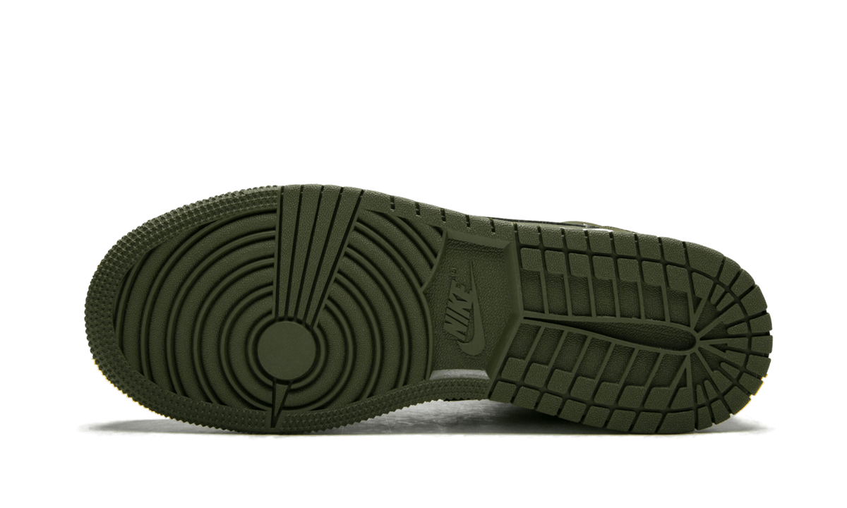 jordan 1 mid olive canvas black gs+554725-301+bottom view