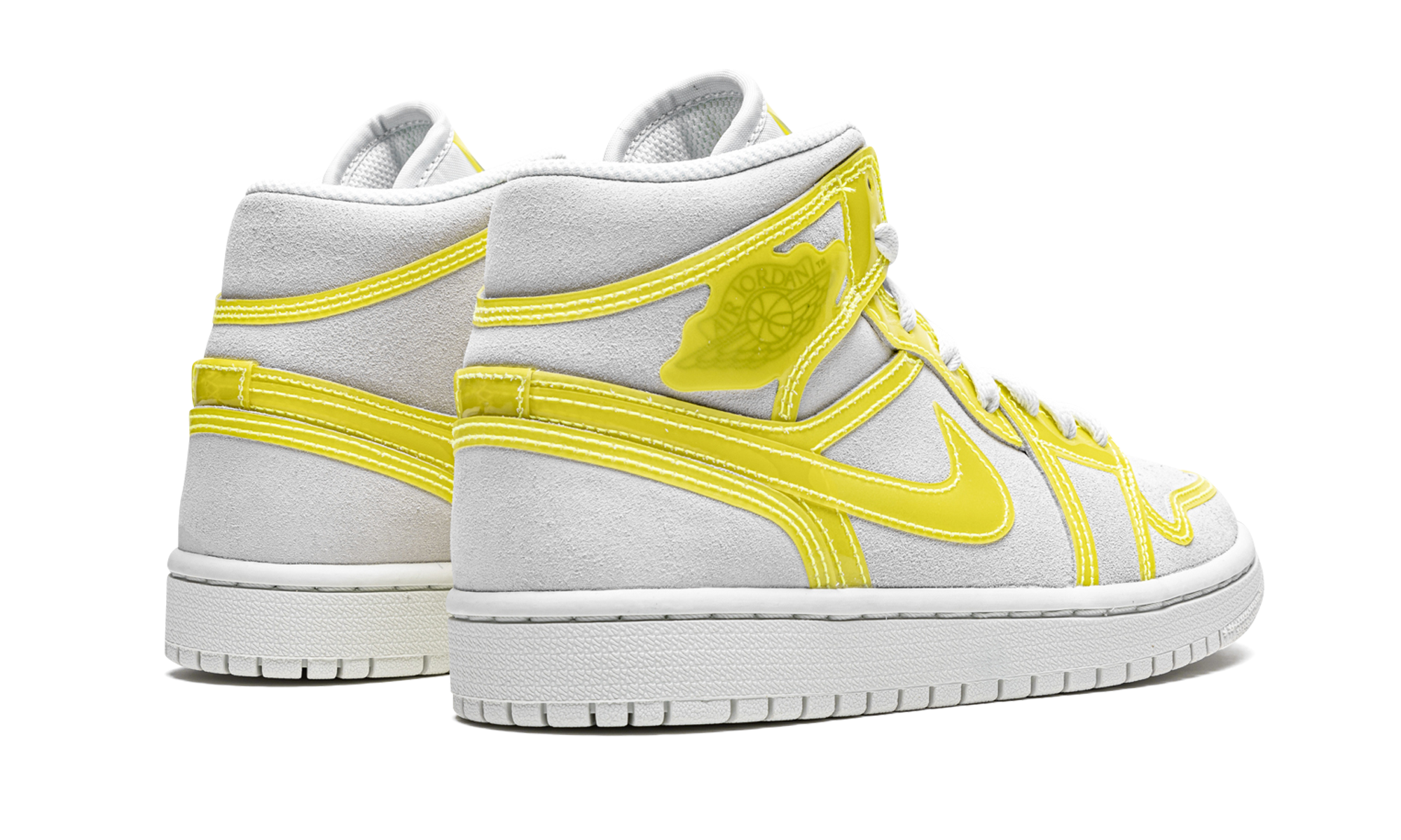 jordan 1 mid opti yellow women s+DA5552-107+diagnol right behind view