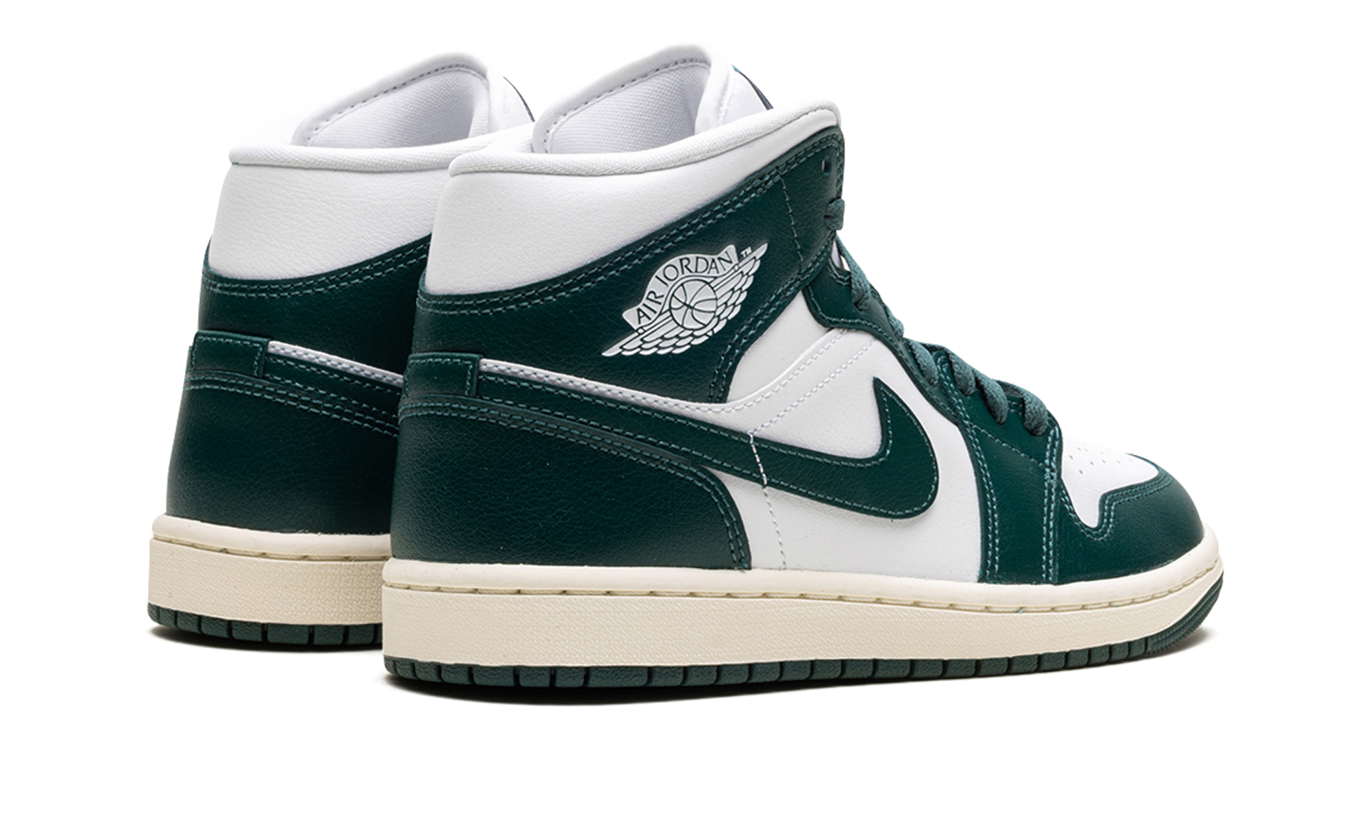 jordan 1 mid oxidised green women s+BQ6472-133+diagnol right behind view