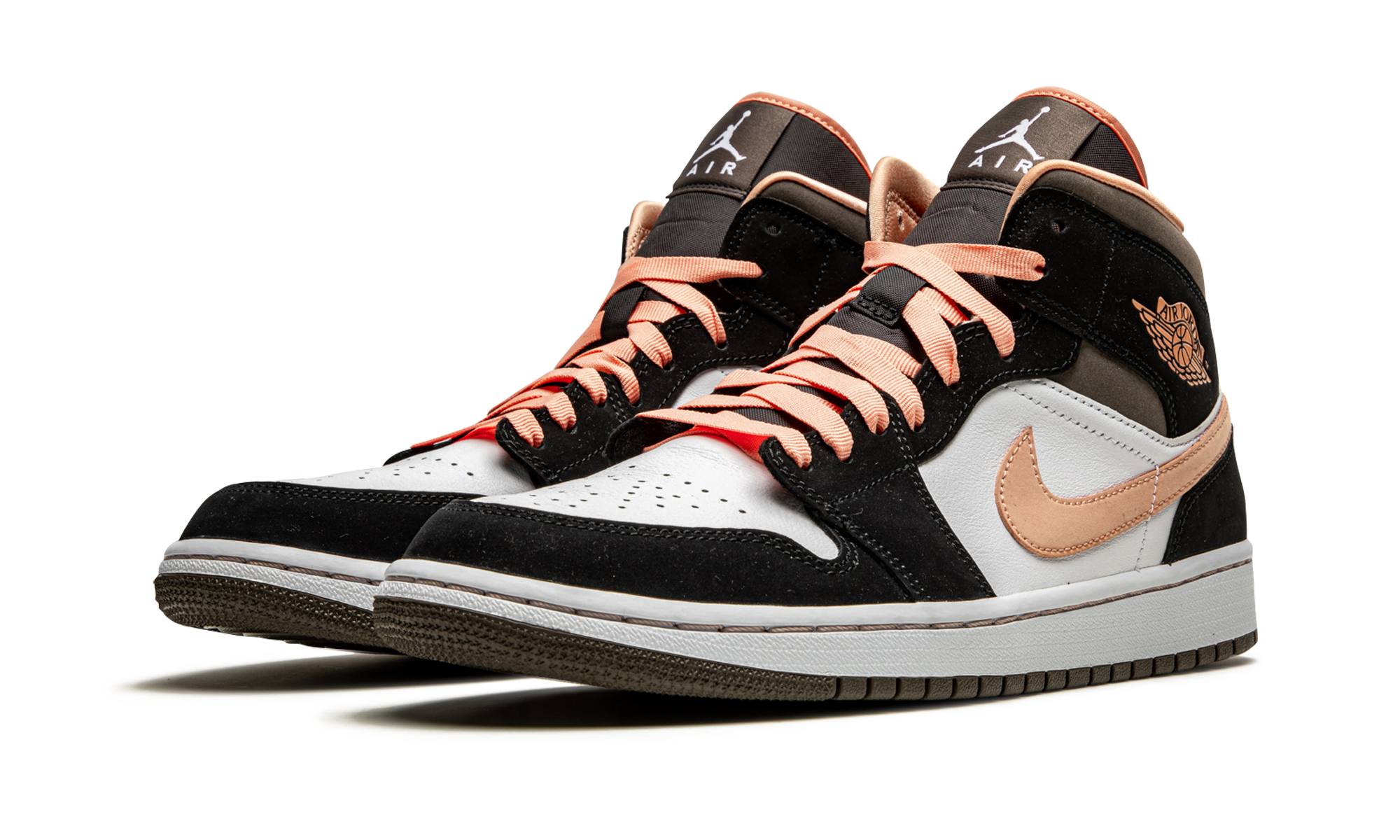 jordan 1 mid peach mocha women s+DH0210-100+diagnol left view