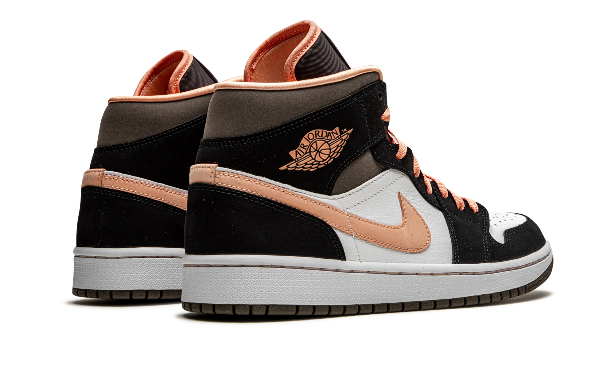 jordan 1 mid peach mocha women s+DH0210-100+diagnol right behind view