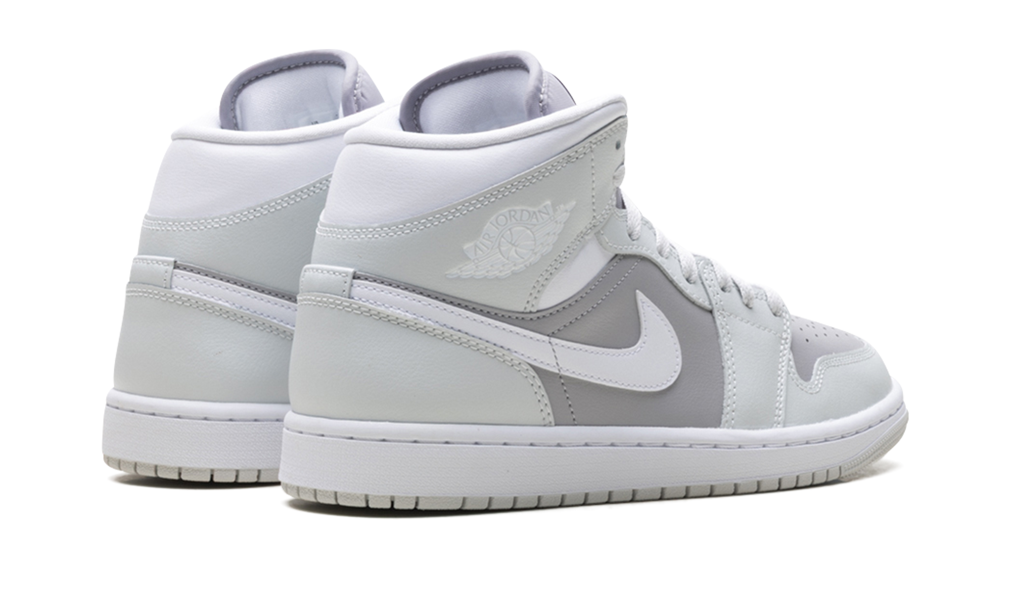 jordan 1 mid photon dust atmosphere grey women s+BQ6472-008+diagnol right behind view