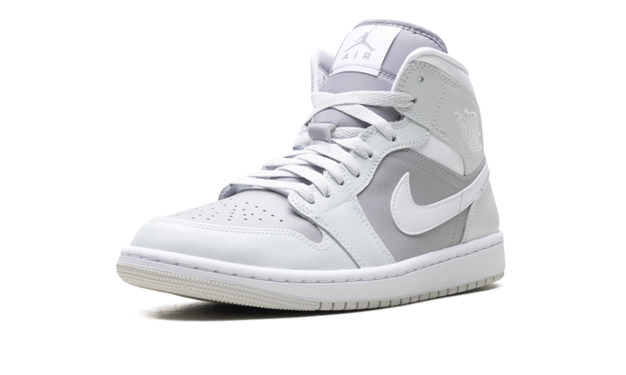 jordan 1 mid photon dust atmosphere grey women s+BQ6472-008+left diagnol single view