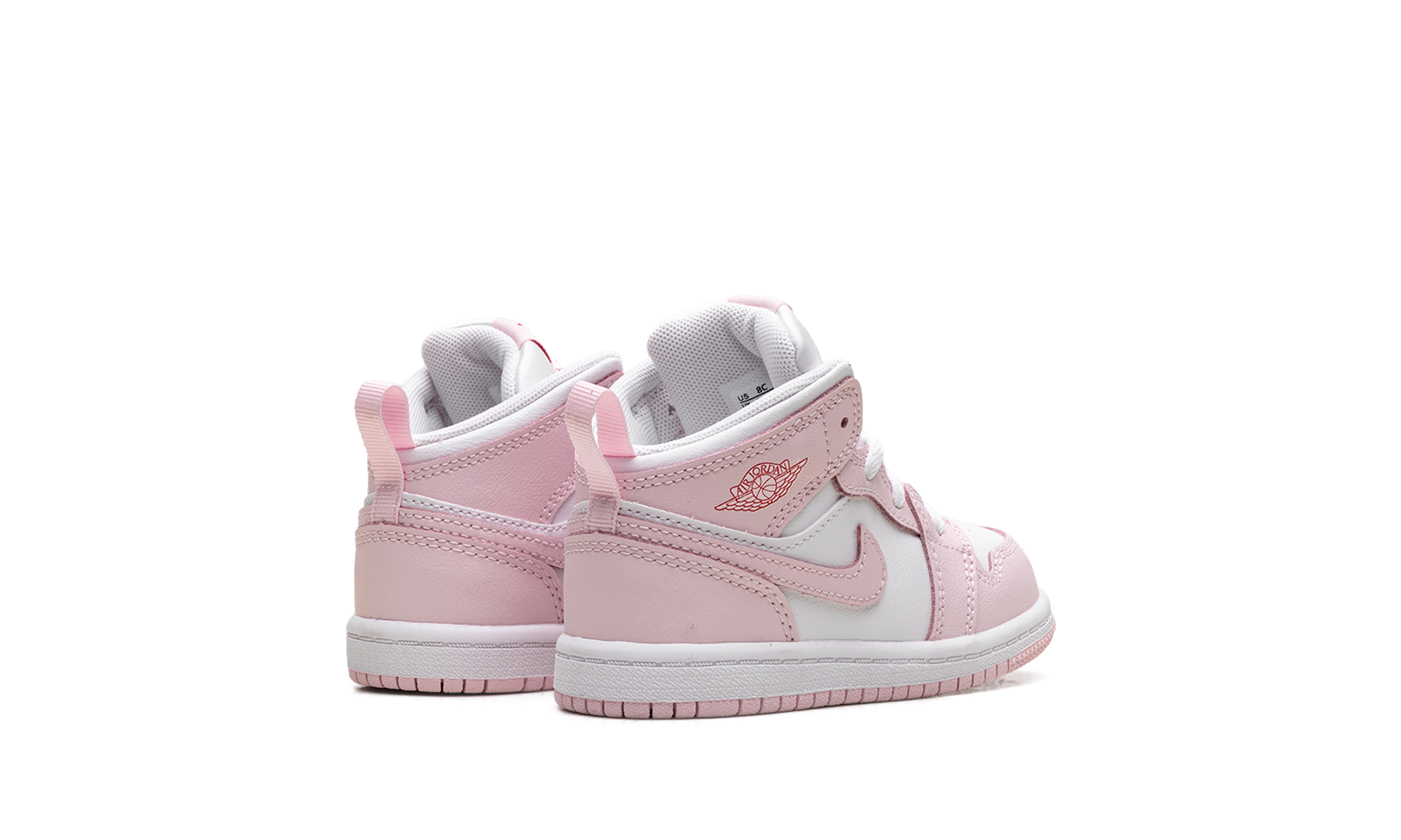 jordan 1 mid pink foam fire red td+DQ8425-608+diagnol right behind view