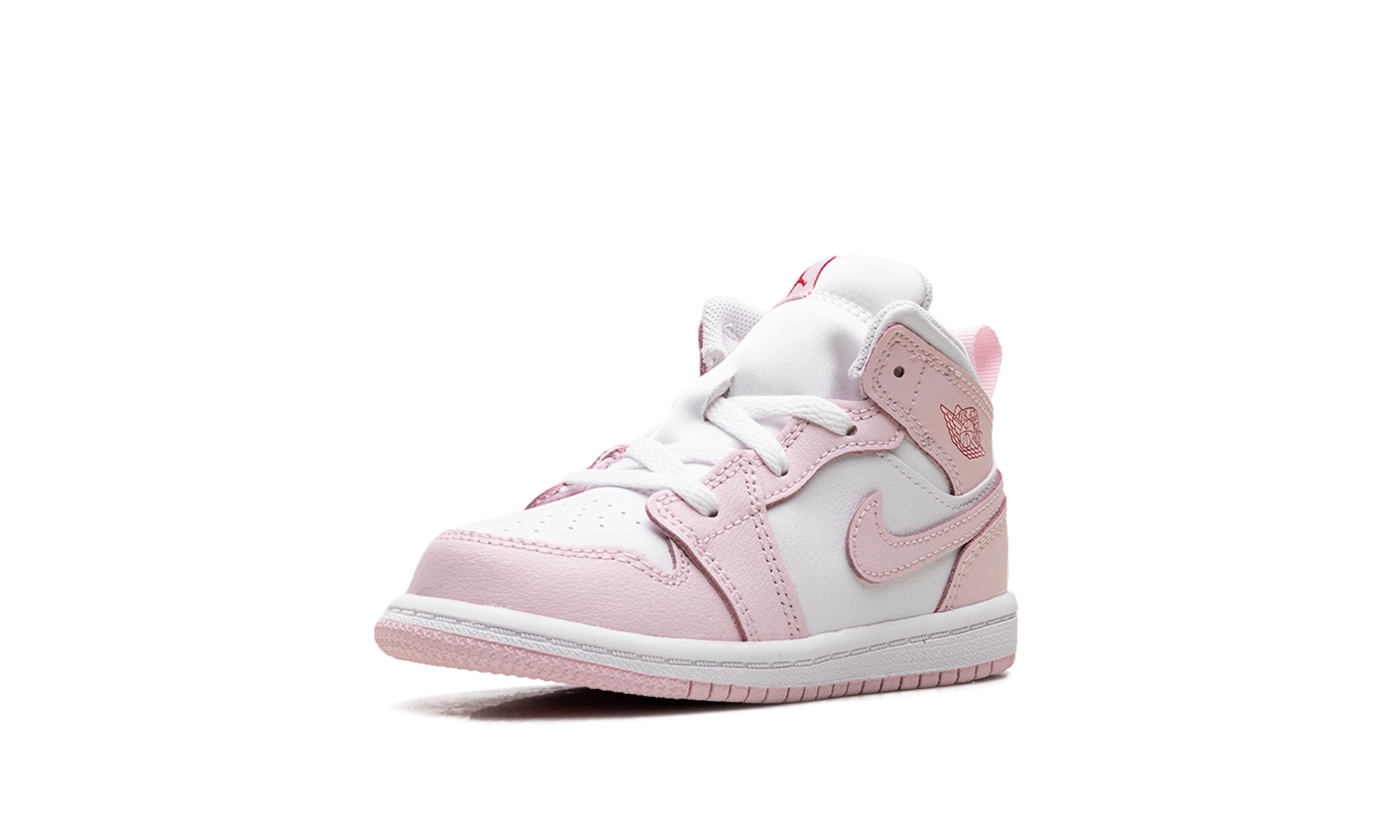 jordan 1 mid pink foam fire red td+DQ8425-608+left diagnol single view