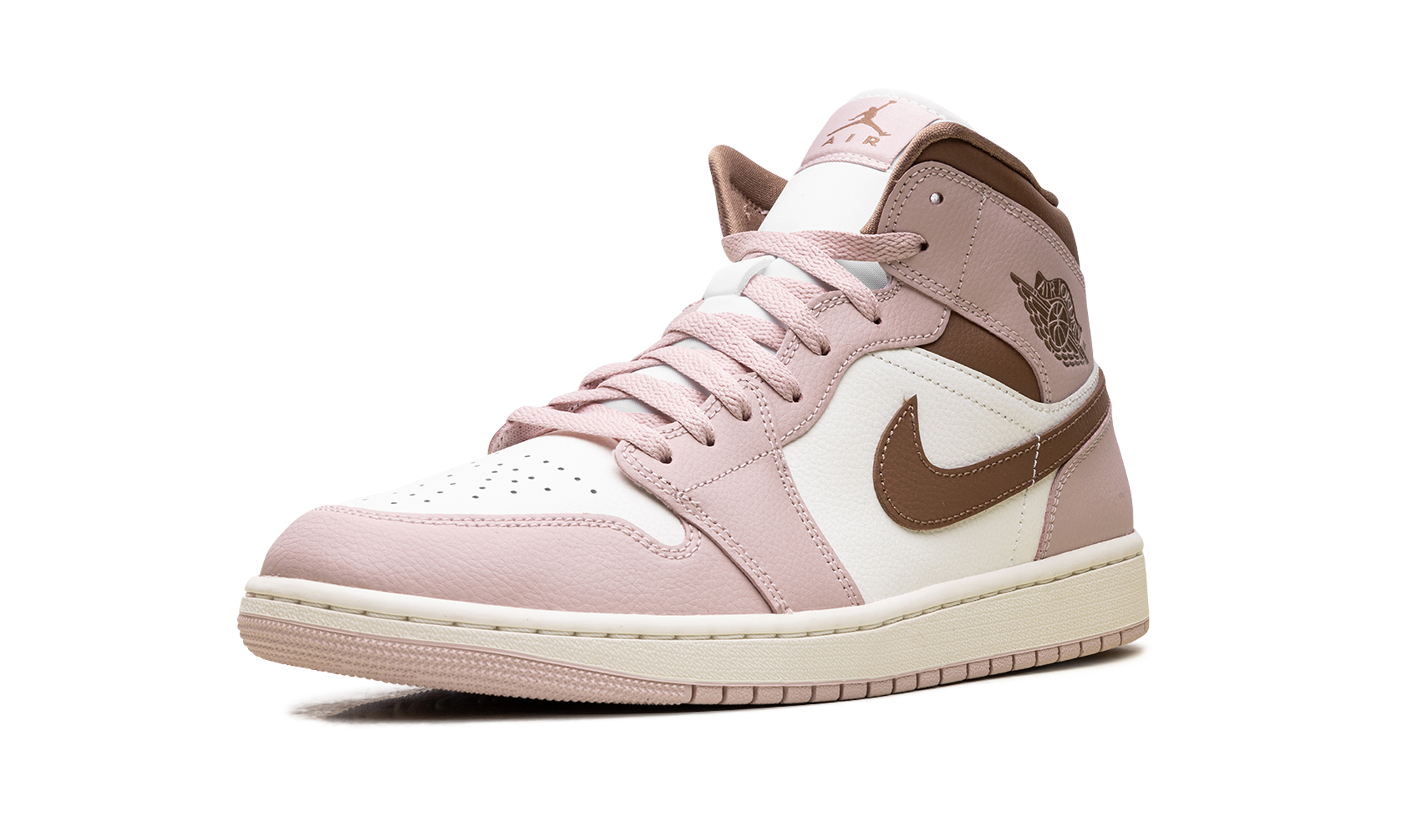 jordan 1 mid pink oxford brown women s+BQ6472-620+left diagnol single view