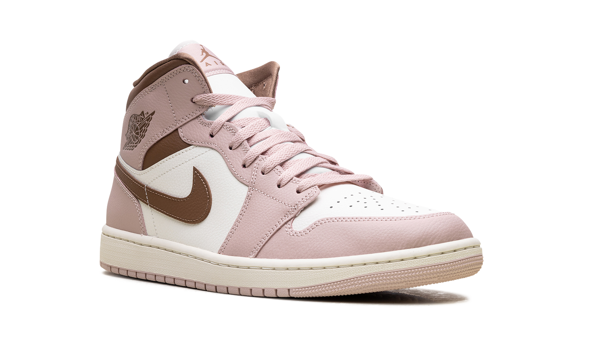 jordan 1 mid pink oxford brown women s+BQ6472-620+diagnol right view