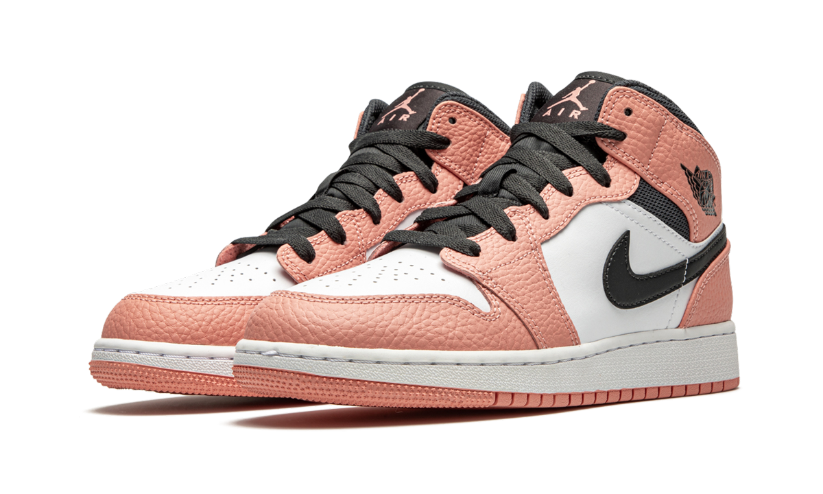 jordan 1 mid pink quartz gs+555112-603+diagnol left view