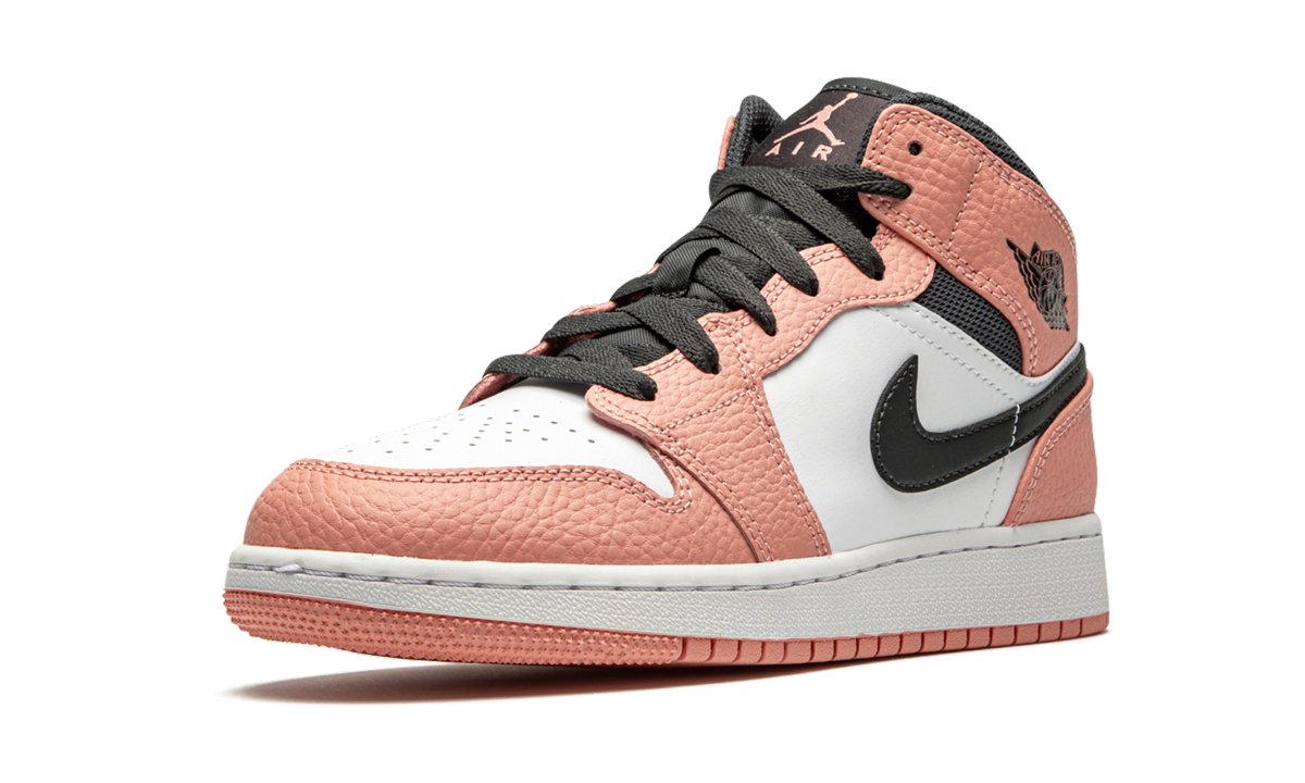 jordan 1 mid pink quartz gs+555112-603+left diagnol single view