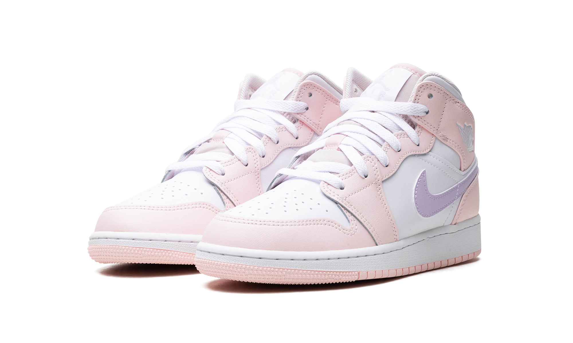 jordan 1 mid pink wash gs+FD8780-601+diagnol left view