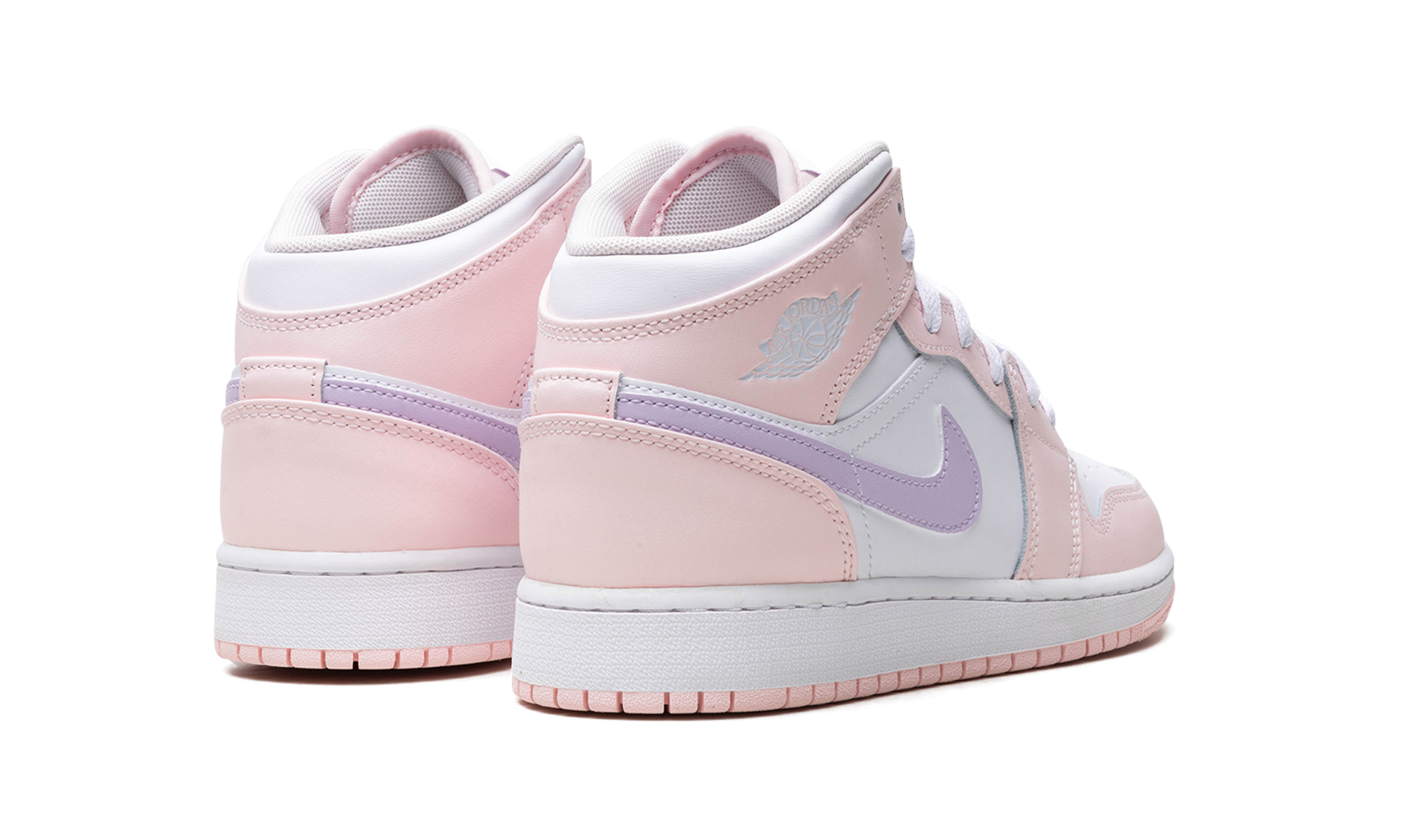 jordan 1 mid pink wash gs+FD8780-601+diagnol right behind view