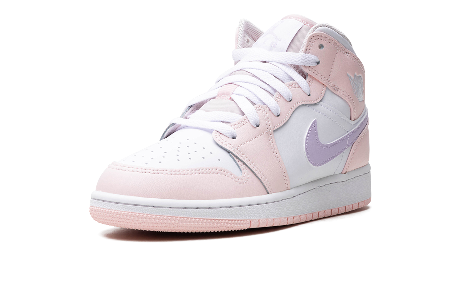jordan 1 mid pink wash gs+FD8780-601+left diagnol single view