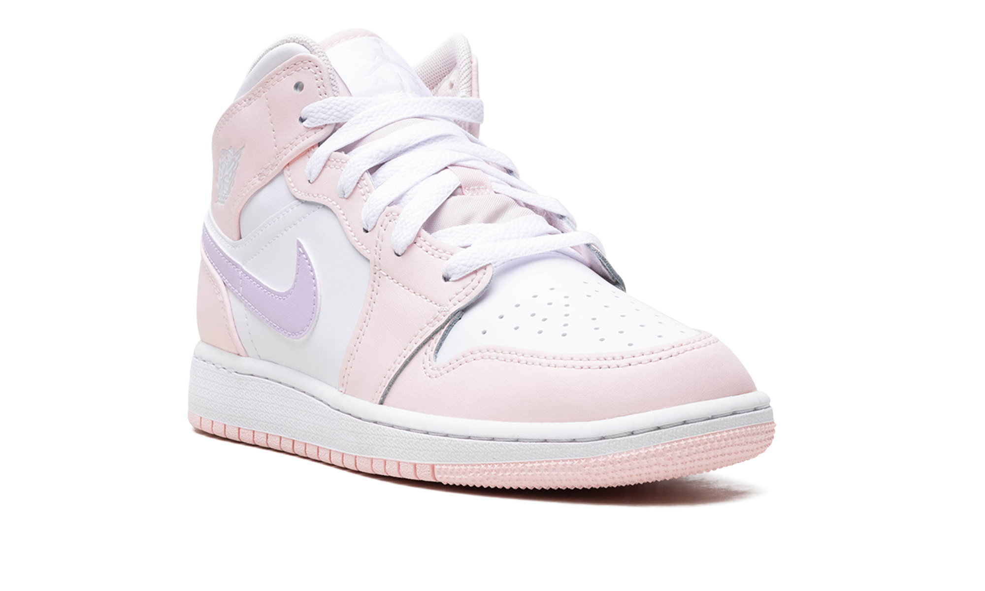 jordan 1 mid pink wash gs+FD8780-601+diagnol right view