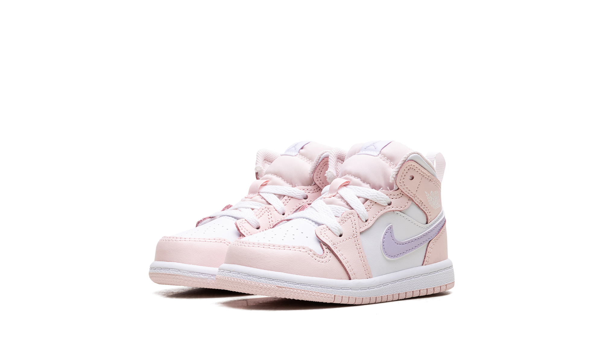 jordan 1 mid pink wash white violet frost td+FD8782-601+diagnol left view