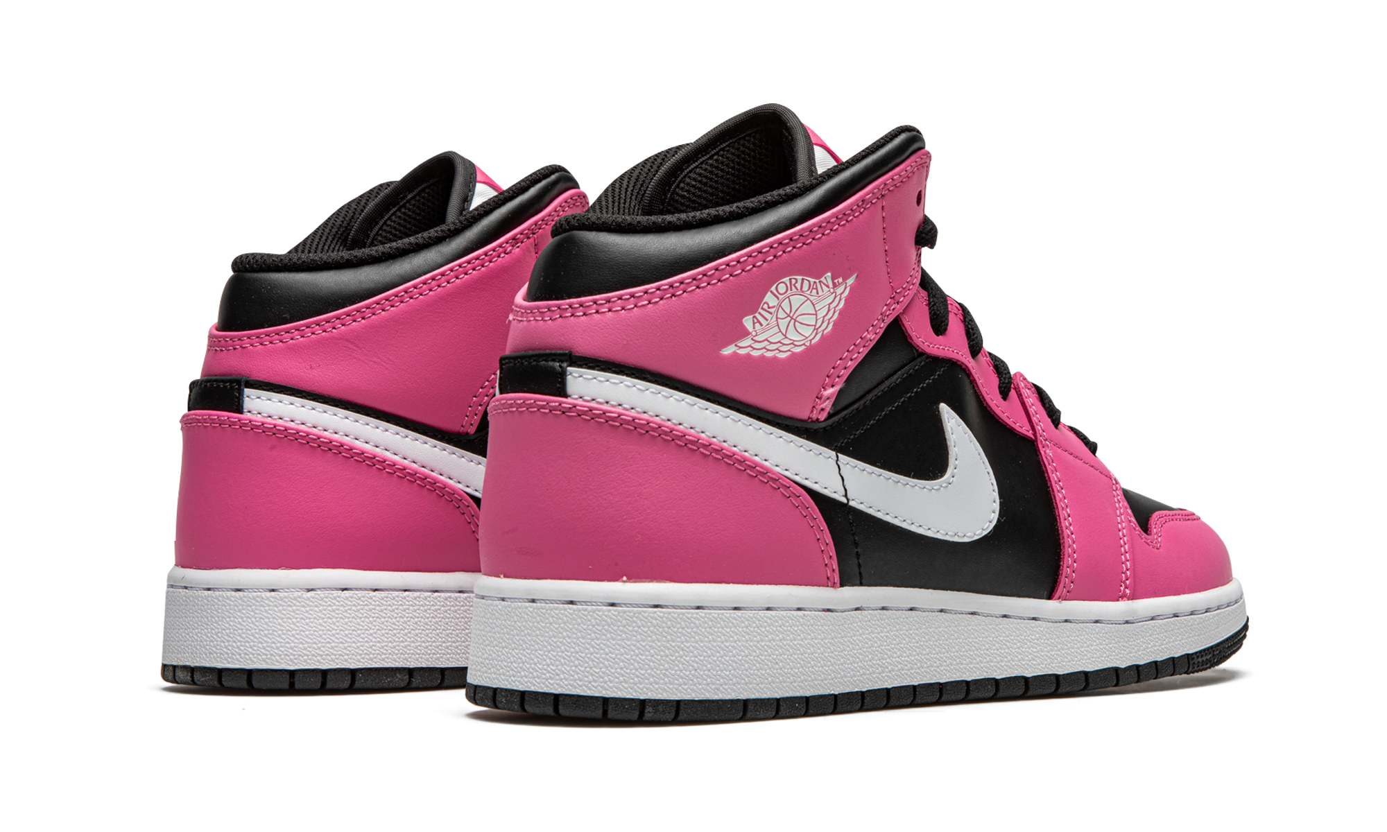 jordan 1 mid pinksicle gs+555112-002+diagnol right behind view