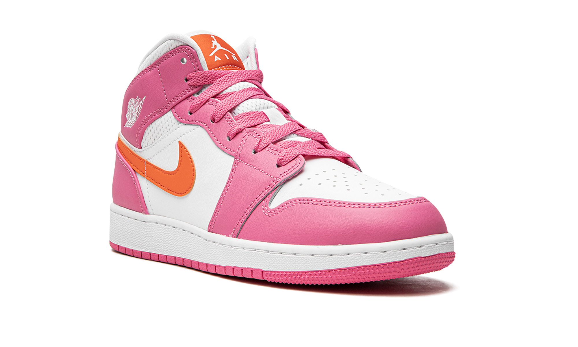 jordan 1 mid pinksicle safety orange gs+DX3240-681+diagnol right view