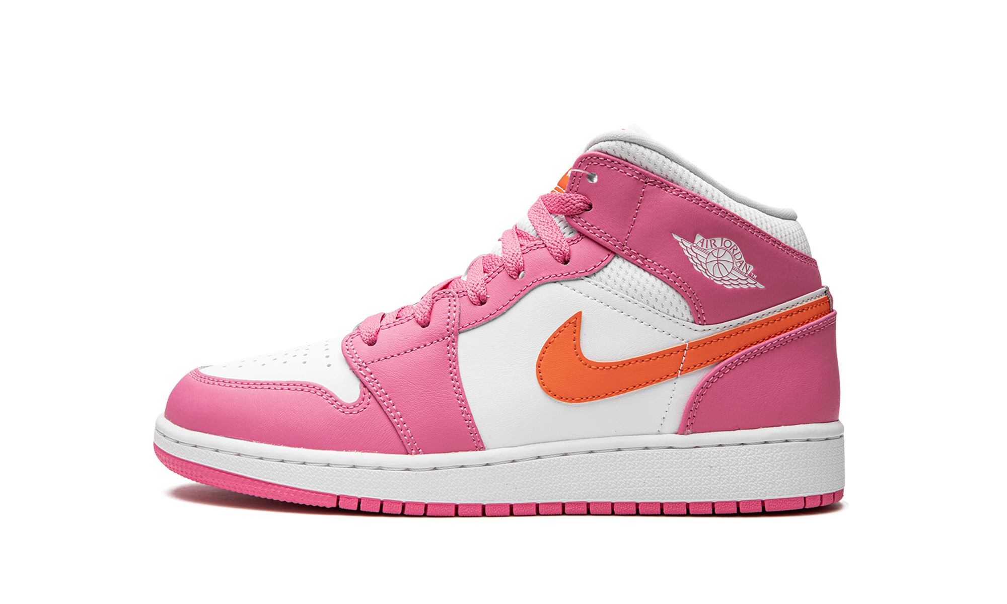 jordan 1 mid pinksicle safety orange gs+DX3240-681+diagnol right view 1