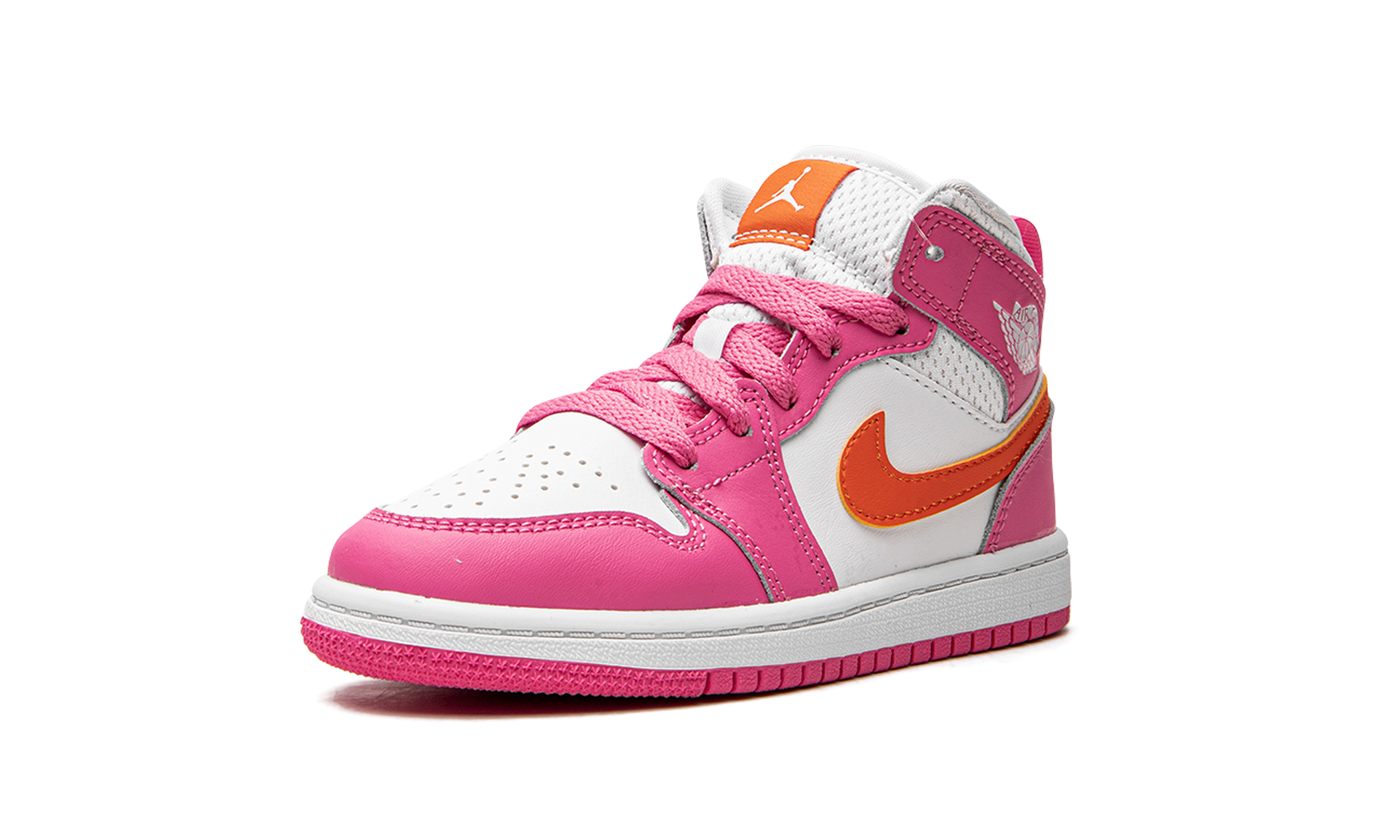 jordan 1 mid pinksicle safety orange ps+DX3238-681+left diagnol single view