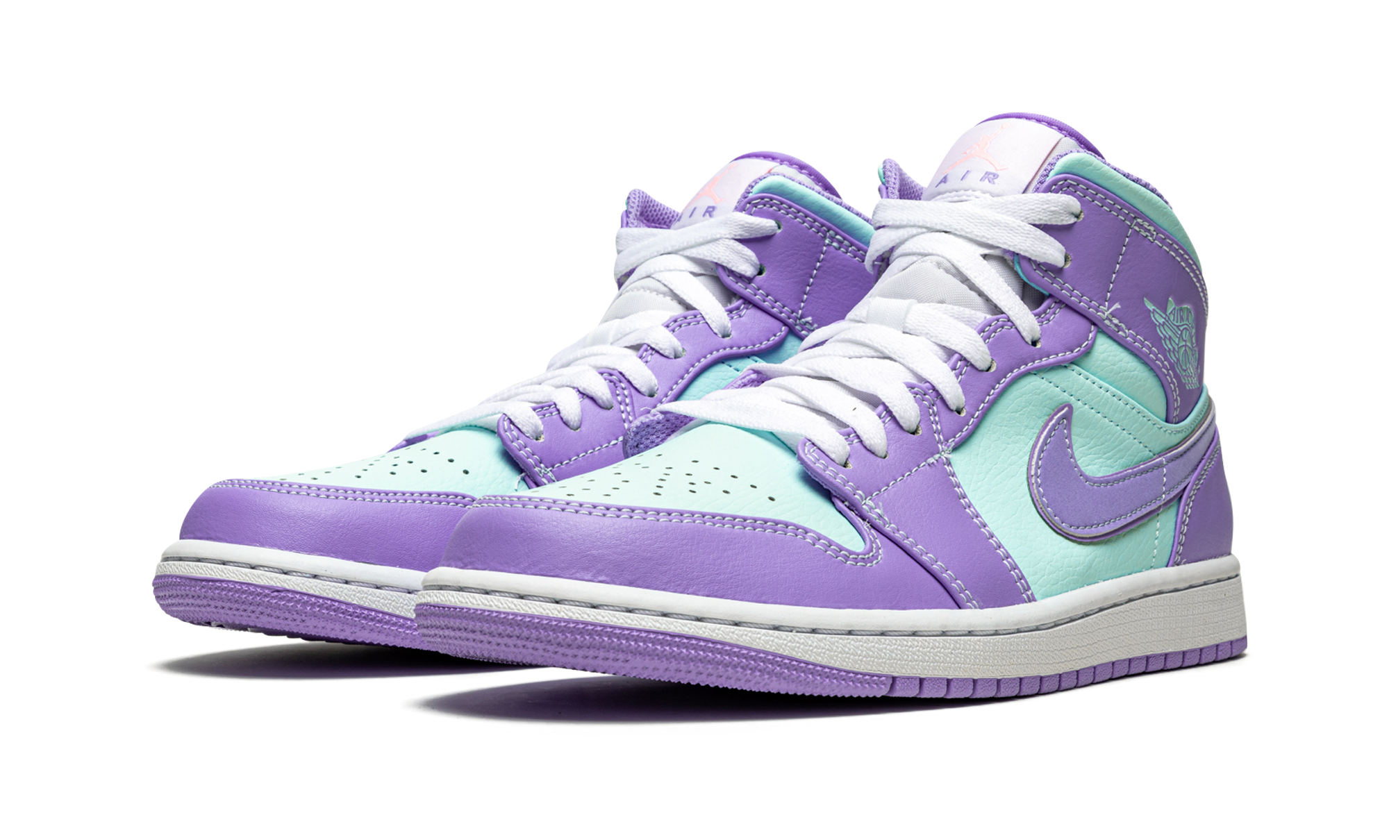 jordan 1 mid purple aqua+554724-500+diagnol left view