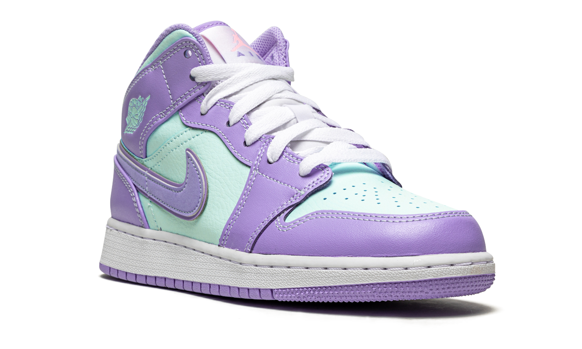 jordan 1 mid purple aqua gs+554725-500+diagnol right view
