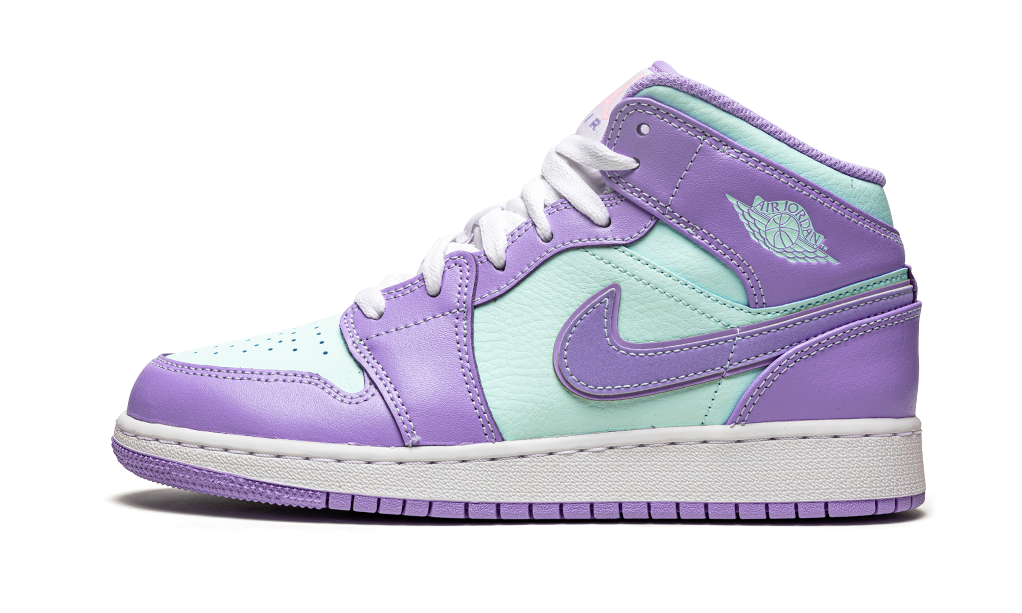 jordan 1 mid purple aqua gs+554725-500+diagnol right view 1