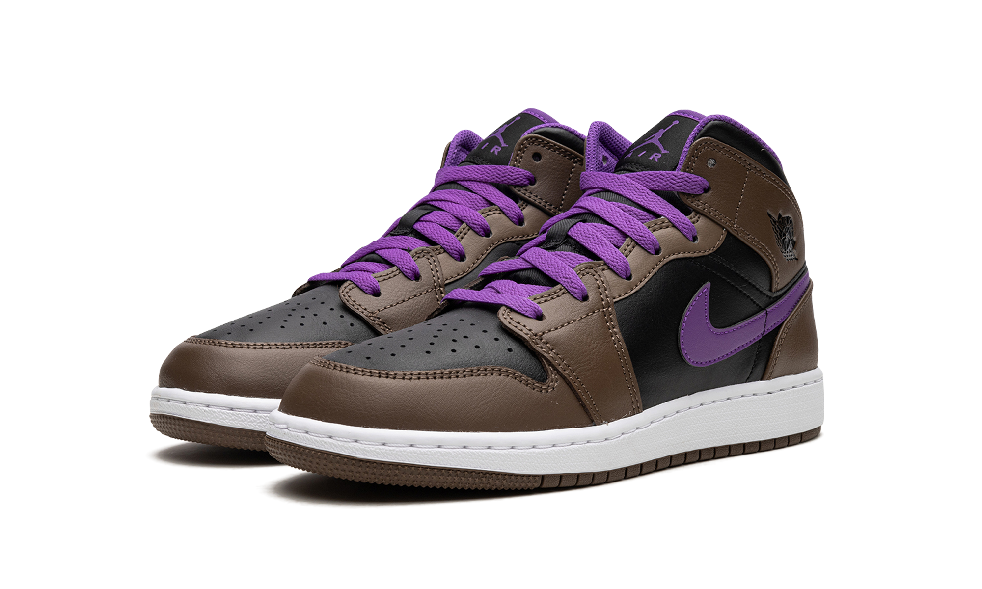 jordan 1 mid purple mocha gs+DQ8423-215+diagnol left view