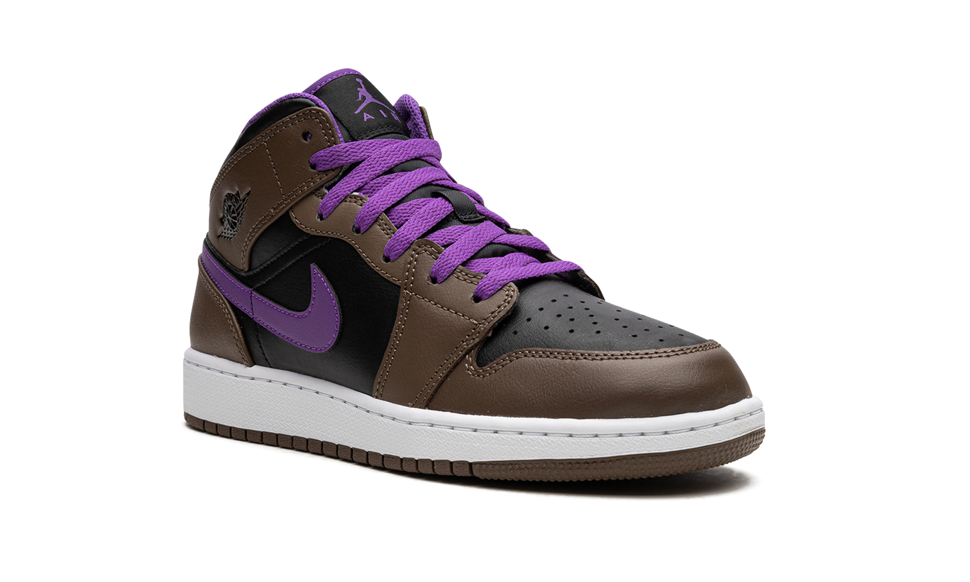 jordan 1 mid purple mocha gs+DQ8423-215+diagnol right view